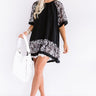 Parisian Party Shift Tunic Dress in Black Image - 1