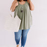 Free Flowing Shift Tank in Army Green Curves Image - 1