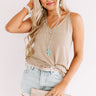 Better Off Shift Tank In Khaki Image - 1