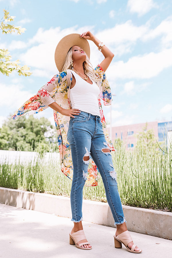 The Etta High Waist Distressed Ankle Skinny In Medium Wash
