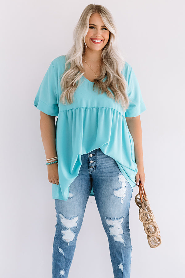 Downtown Brooklyn Babydoll Top In Turquoise  Curves Image - 2