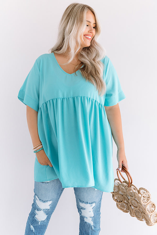 Downtown Brooklyn Babydoll Top In Turquoise  Curves Image - 3