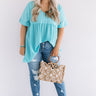 Downtown Brooklyn Babydoll Top In Turquoise  Curves Image - 1