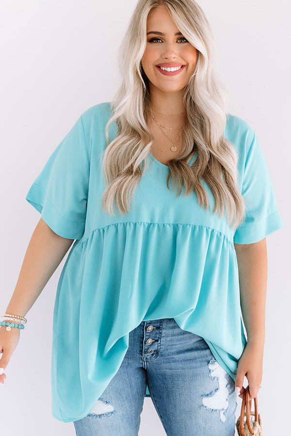Downtown Brooklyn Babydoll Top In Turquoise  Curves Image - 5