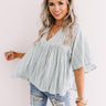 The Lucky One Babydoll Top In Light Sage Image - 1