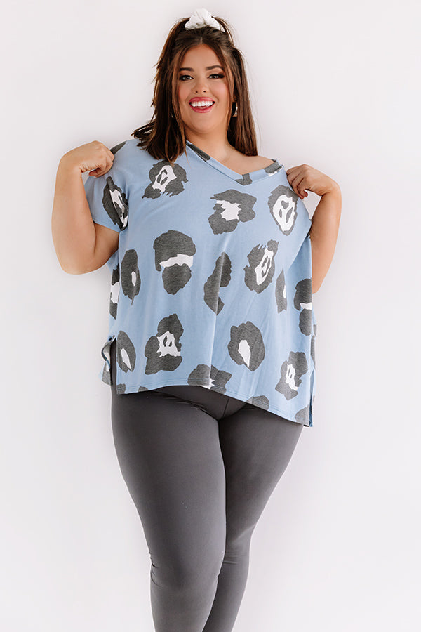 Seaside Twist Leopard Shift Top in Sky Blue   Curves Image - 2