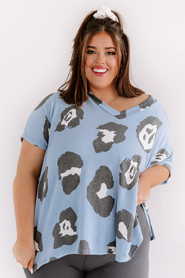 Seaside Twist Leopard Shift Top in Sky Blue   Curves Image - 1