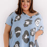 Seaside Twist Leopard Shift Top in Sky Blue   Curves Image - 1