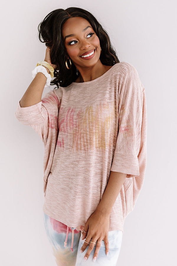 Pineapples In Paradise Knit Top In Blush