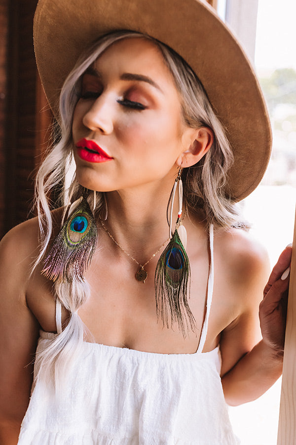 Style Essence Feather Earrings in Brown