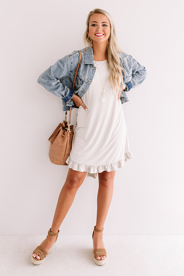 Social Hour Shift Dress In Stone Image - 1