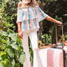 Tropical Coast Tie Dye Pleated Top In Blue Image - 1