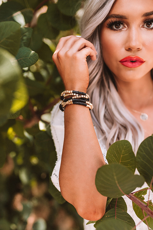 Sweet Friendship Bracelet Set In Black