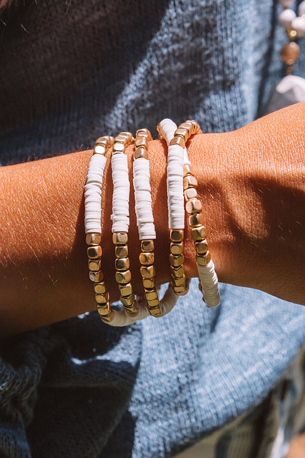 Sweet Friendship Bracelet Set In White