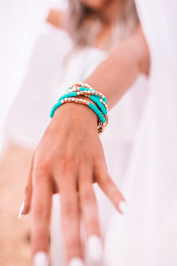 Sweet Friendship Bracelet Set In Turquoise