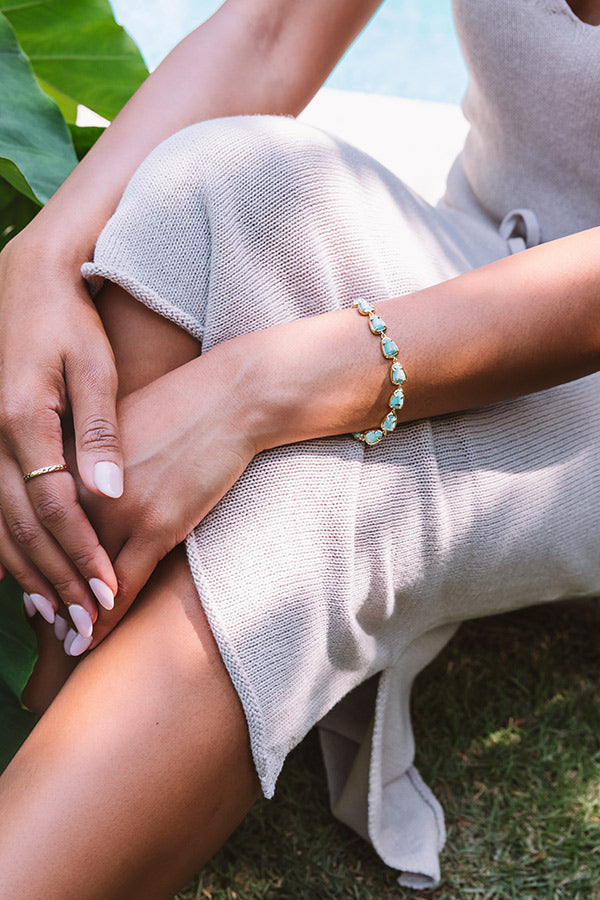 Kendra Scott Susanna Gold Link Bracelet in Sea Green