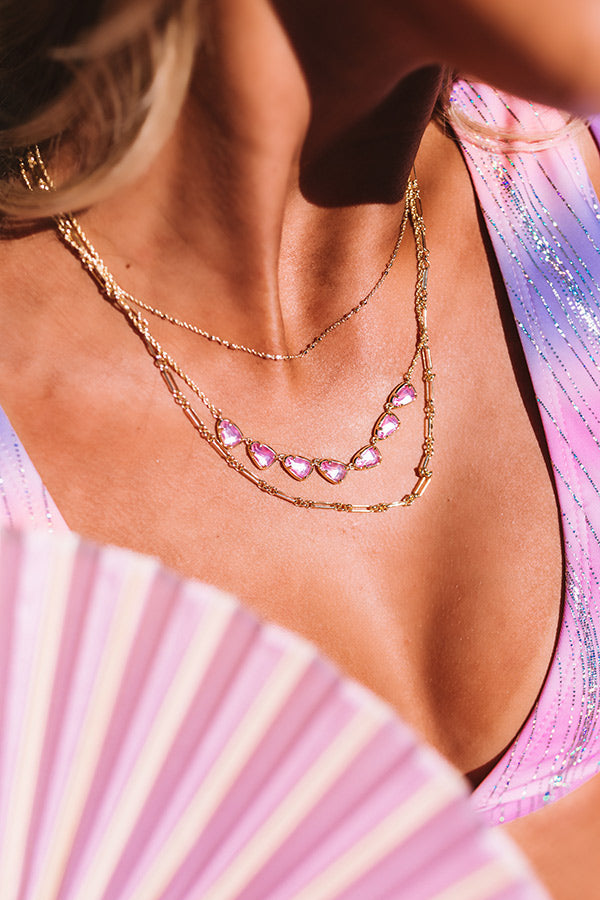 Kendra Scott Susanna Gold Multi Strand Necklace in Deep Blush Mother-Of-Pearl Image - 3