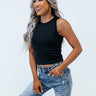 Starting Fresh Seamless Crop Top in Black Image - 1