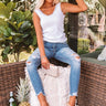 So Posh Lace Trim Tank In White Image - 1