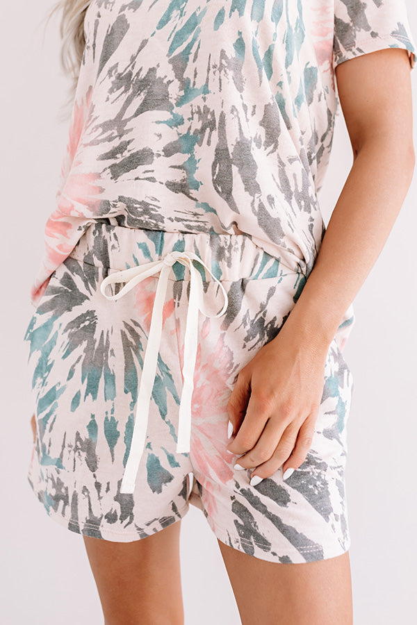 Morning Routine Tie Dye Shorts in Blush Image - 1
