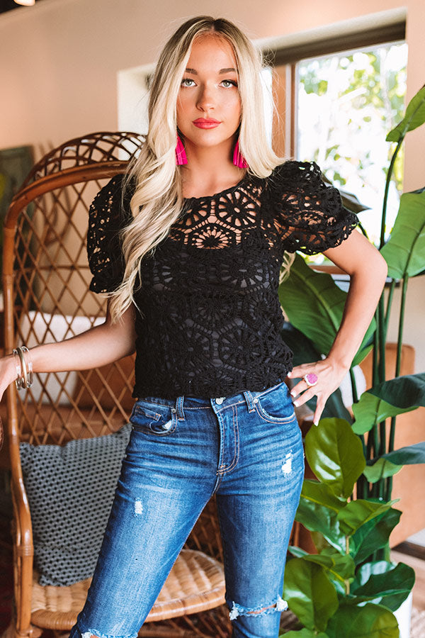 Crochet On Sunday Top In Black Image - 4