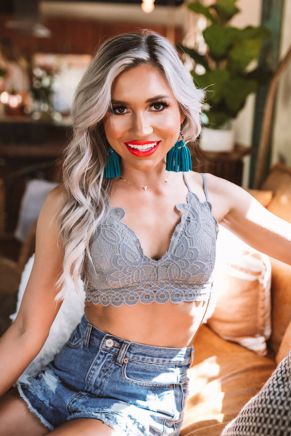 Paris Premier Lace Bralette In Dark Grey Image - 1