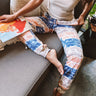 Here And There Tie Dye Joggers In Navy Image - 1