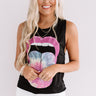 Swirls And Kisses Boyfriend Tank in Black Image - 1