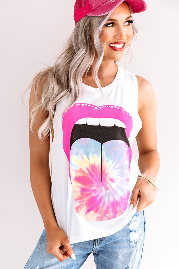 Swirls And Kisses Boyfriend Tank in White Image - 1