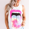 Swirls And Kisses Boyfriend Tank in White Image - 1