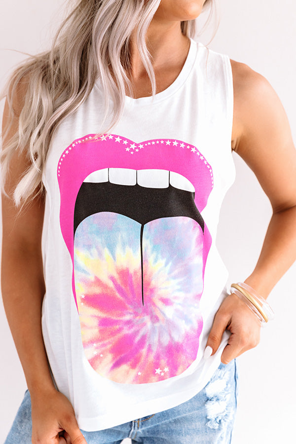 Swirls And Kisses Boyfriend Tank in White Image - 4