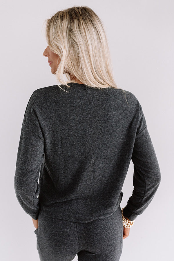 Set To Snuggle Sweatshirt In Charcoal Image - 4