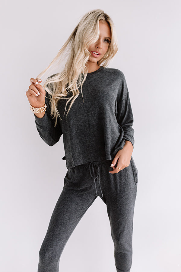 Set To Snuggle Sweatshirt In Charcoal Image - 3