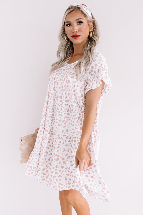 Hooked On Love Leopard Shift Dress In White Image - 2