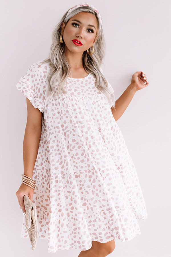 Hooked On Love Leopard Shift Dress In White Image - 1