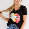 Tie Dye Lips Shift Tee In Black Image - 1