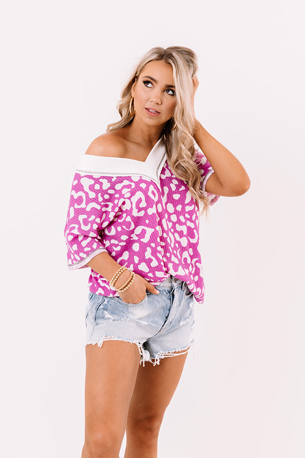 New Chapter Leopard Waffle Knit Top in Orchid Image - 1