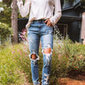 The Ella Midrise Distressed Skinny In Medium Wash Image - 1