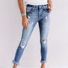 The Montana Midrise Frayed Ankle Skinny In Medium Wash Image - 1