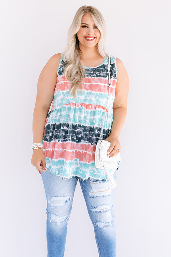 Here And There Tie Dye Babydoll Tank In Ocean Wave Curves Image - 2