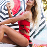 Beach Chic Cut Out One Piece Swimsuit in Red Image - 1