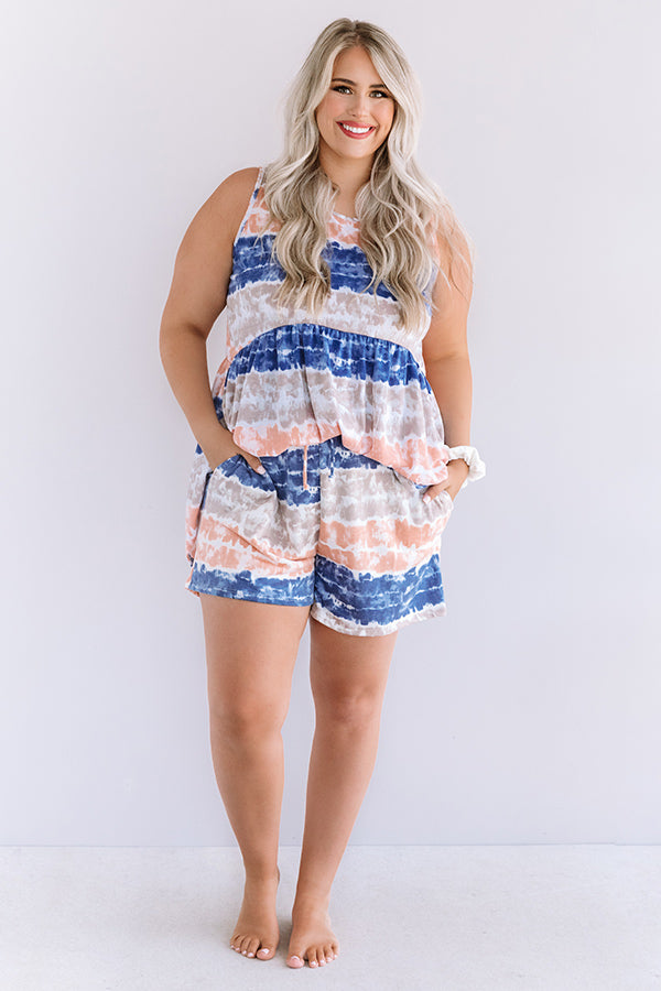 Here And There Tie Dye Babydoll Tank In Navy Curves Image - 2