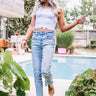 The Montana Midrise Frayed Ankle Skinny In Light Wash Image - 1