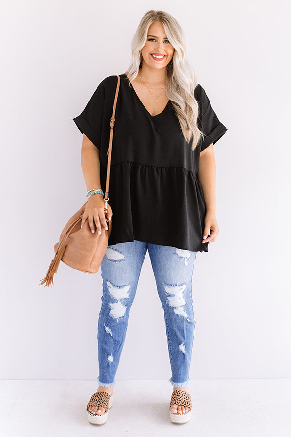 Backseat Sips Babydoll Top in Black Curves Image - 1