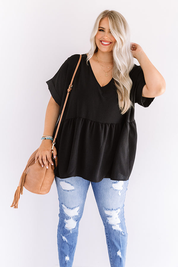 Backseat Sips Babydoll Top in Black Curves Image - 2