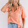 Pave The Way Waffle Knit Top In Nectarine Image - 1
