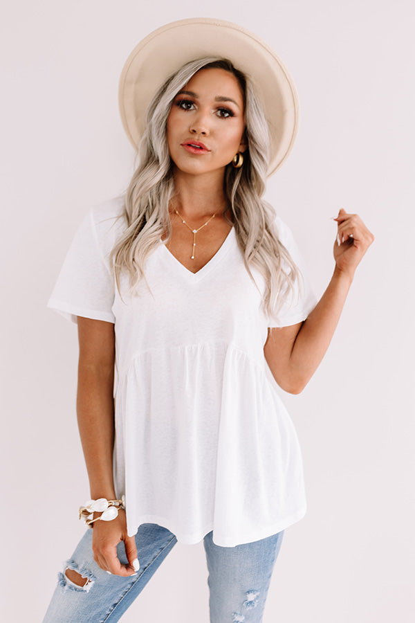 Best Effort Babydoll Top In White
