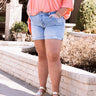 The Nadine Midrise Shorts in Light Wash Curves Image - 1