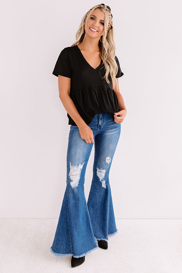 Best Effort Babydoll Top In Black