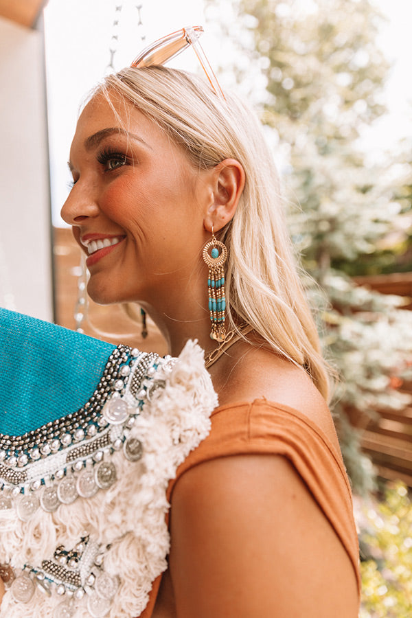 Venetian Dreams Beaded Earrings In Turquoise